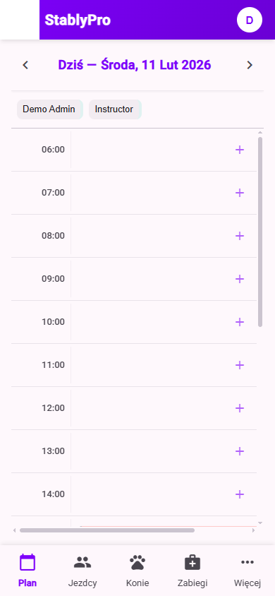 Widok planowania jazd